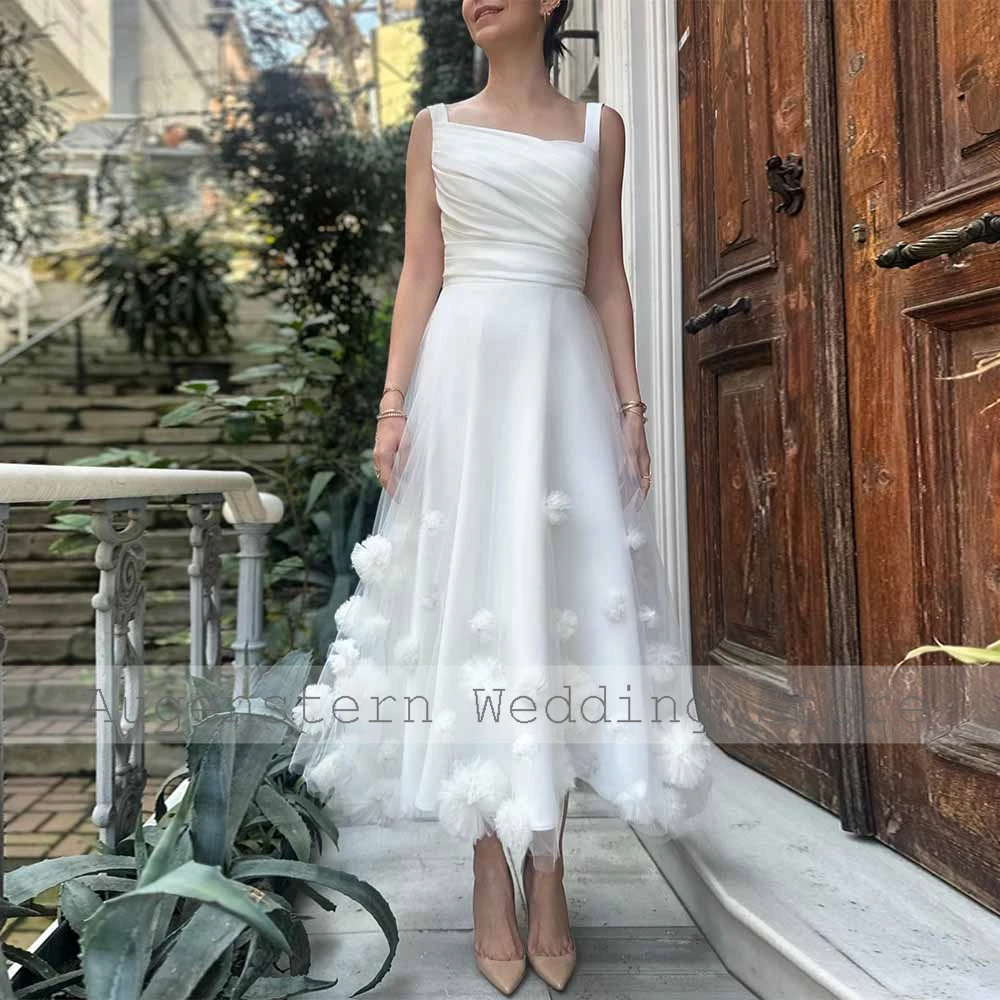 Elegant Wedding Party Dresses Satin A-line 2025 Bride Gowns for Women White Square Neck Pleat Applique Civil Wedding Dress Midi
Elegant Wedding Party Dresses Satin A-line 2025 Bride Gowns for Women White Square Neck Pleat Applique Civil Wedding Dress Midi