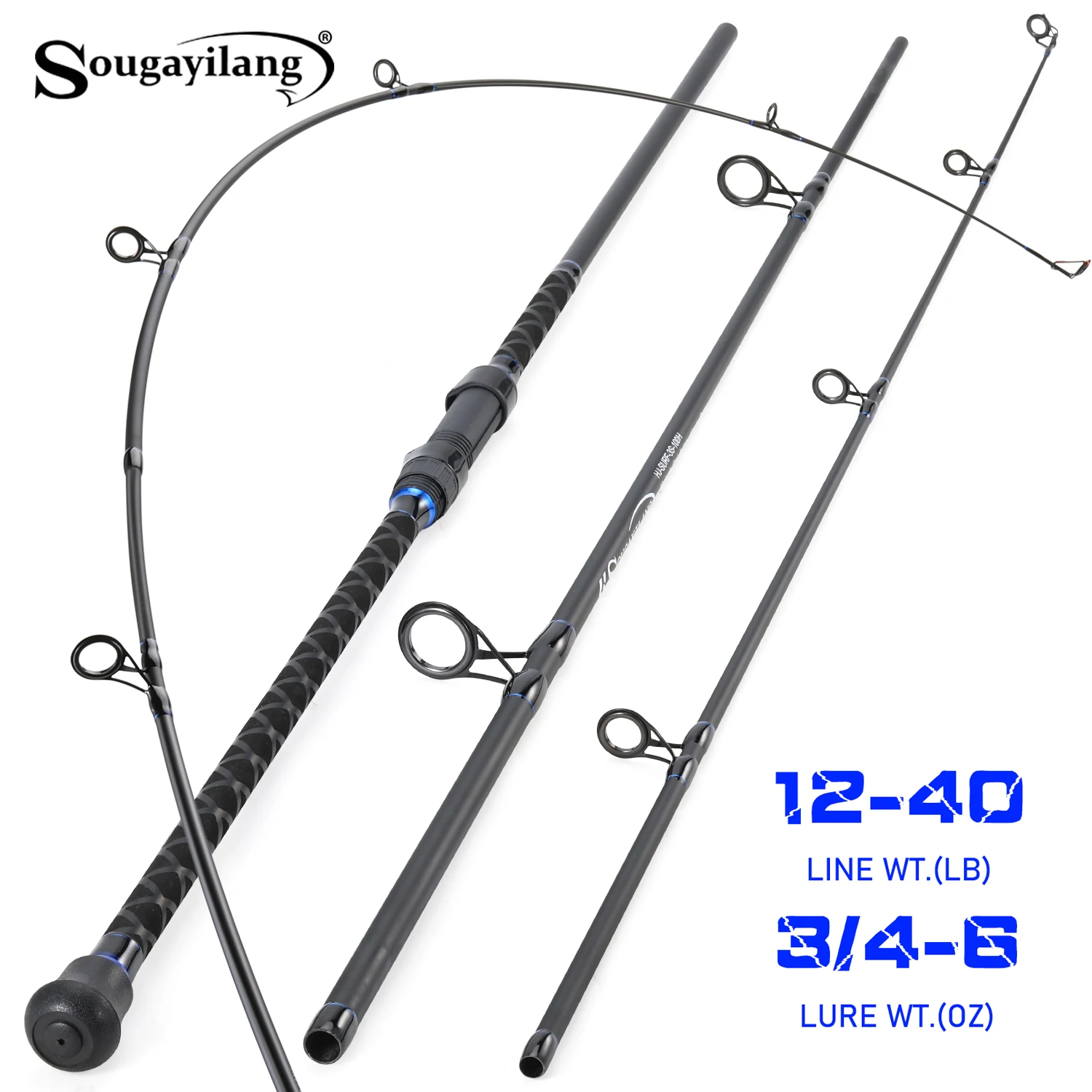 Sougayilang 3-Piece Long Casting Rod High Carbon Lightweight Anti-Tangle Guides H Power 12-40LB Line Wt. Surf/Sea Fishing Pole
Sougayilang 3-Piece Long Casting Rod High Carbon Lightweight Anti-Tangle Guides H Power 12-40LB Line Wt. Surf/Sea Fishing Pole