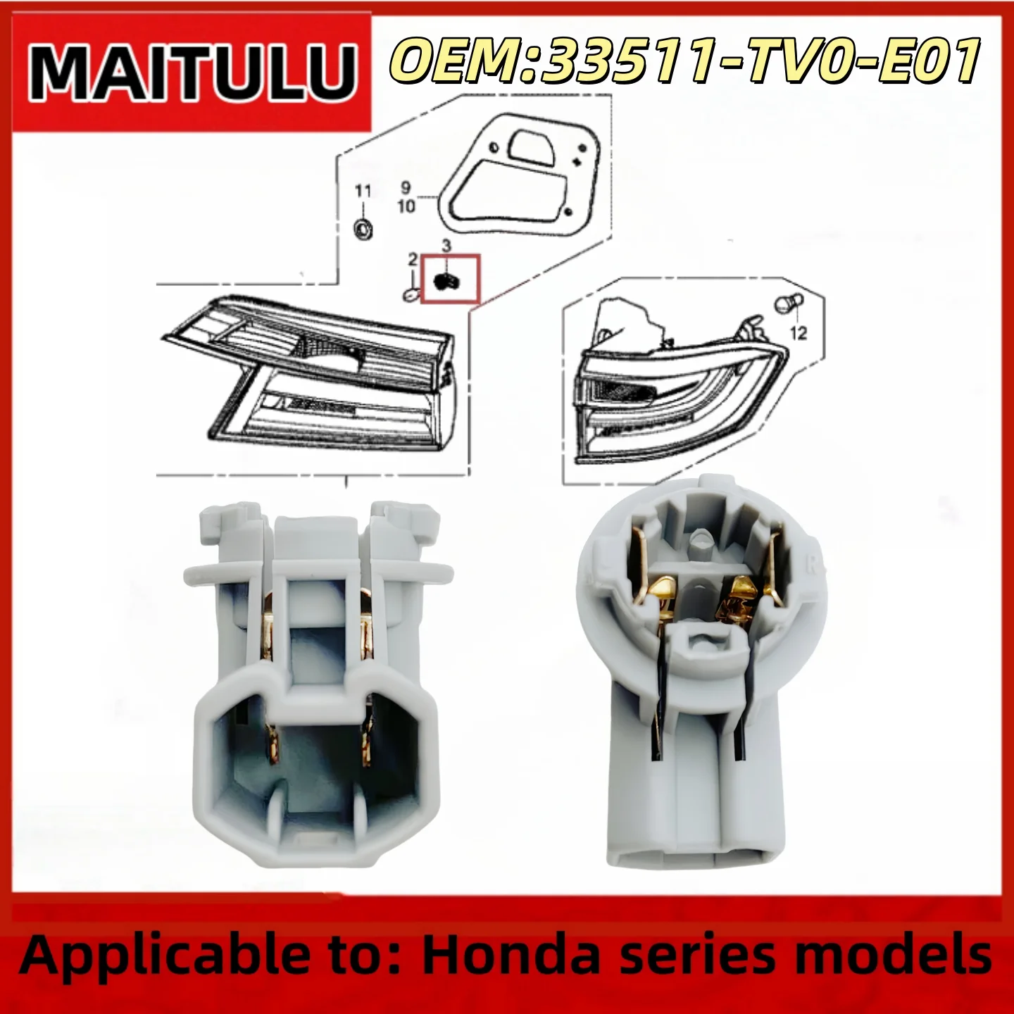 1pcs For Honda Civic ODYSSEY Lamp Holder Adapter Base Connector Car Light Base Auto Lig hts Bulb Socket Connector 33511-TV0-E01 
1pcs For Honda Civic ODYSSEY Lamp Holder Adapter Base Connector Car Light Base Auto Lig hts Bulb Socket Connector 33511-TV0-E01