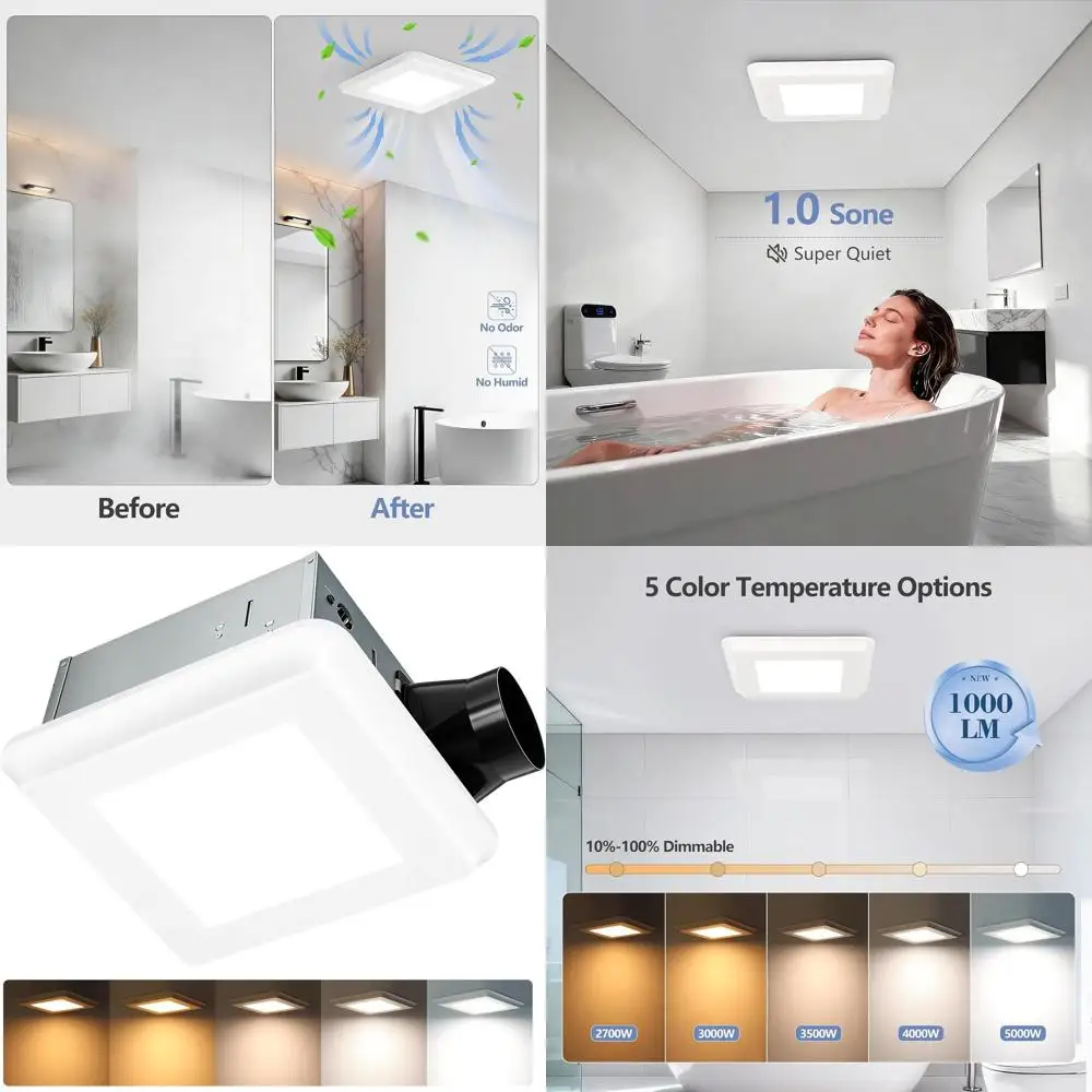 Ceiling Mounted Shower Exhaust Fan with Light, 80-130cm, 1.0 Sones, 1000 Lumens, 5 Color Temperatures Dimmable, Quiet Operation,
Ceiling Mounted Shower Exhaust Fan with Light, 80-130cm, 1.0 Sones, 1000 Lumens, 5 Color Temperatures Dimmable, Quiet Operation,