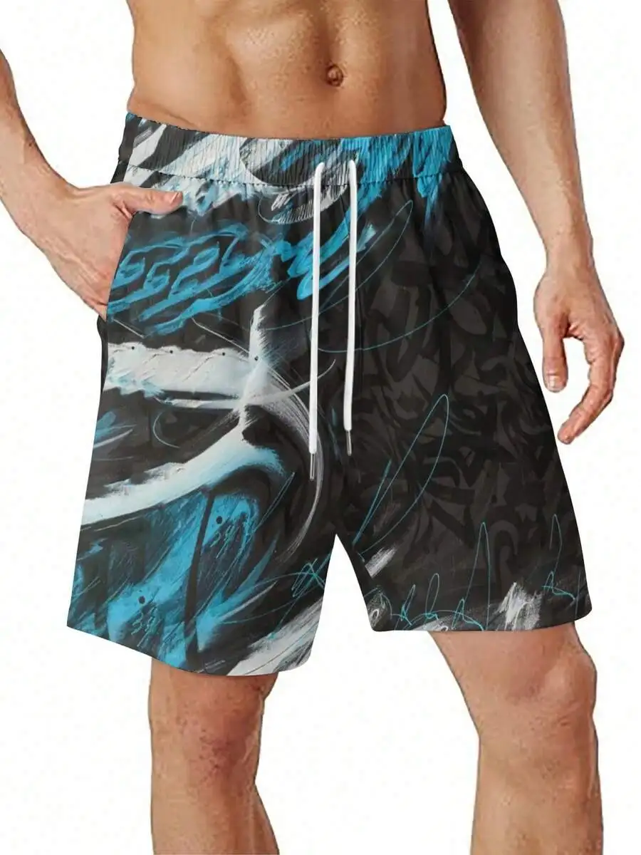 Mens Loose Beach Shorts With Abstract Blue Print Breathable Quick Dry
Mens Loose Beach Shorts With Abstract Blue Print Breathable Quick Dry