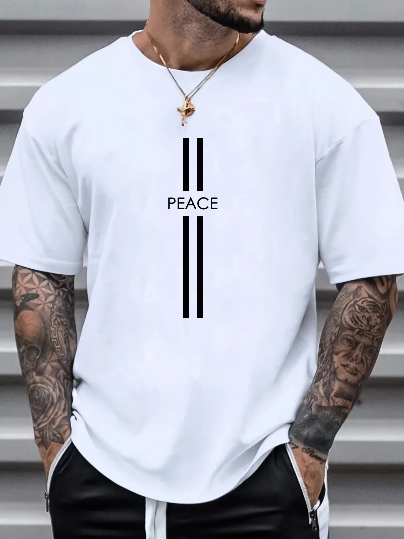 Peace Print T-shirt Men's 2025 Summer 100% Cotton Fashion Casual Sports Loose Plus Size Round Neck Short Sleeve T-shirt Top
Peace Print T-shirt Men's 2025 Summer 100% Cotton Fashion Casual Sports Loose Plus Size Round Neck Short Sleeve T-shirt Top