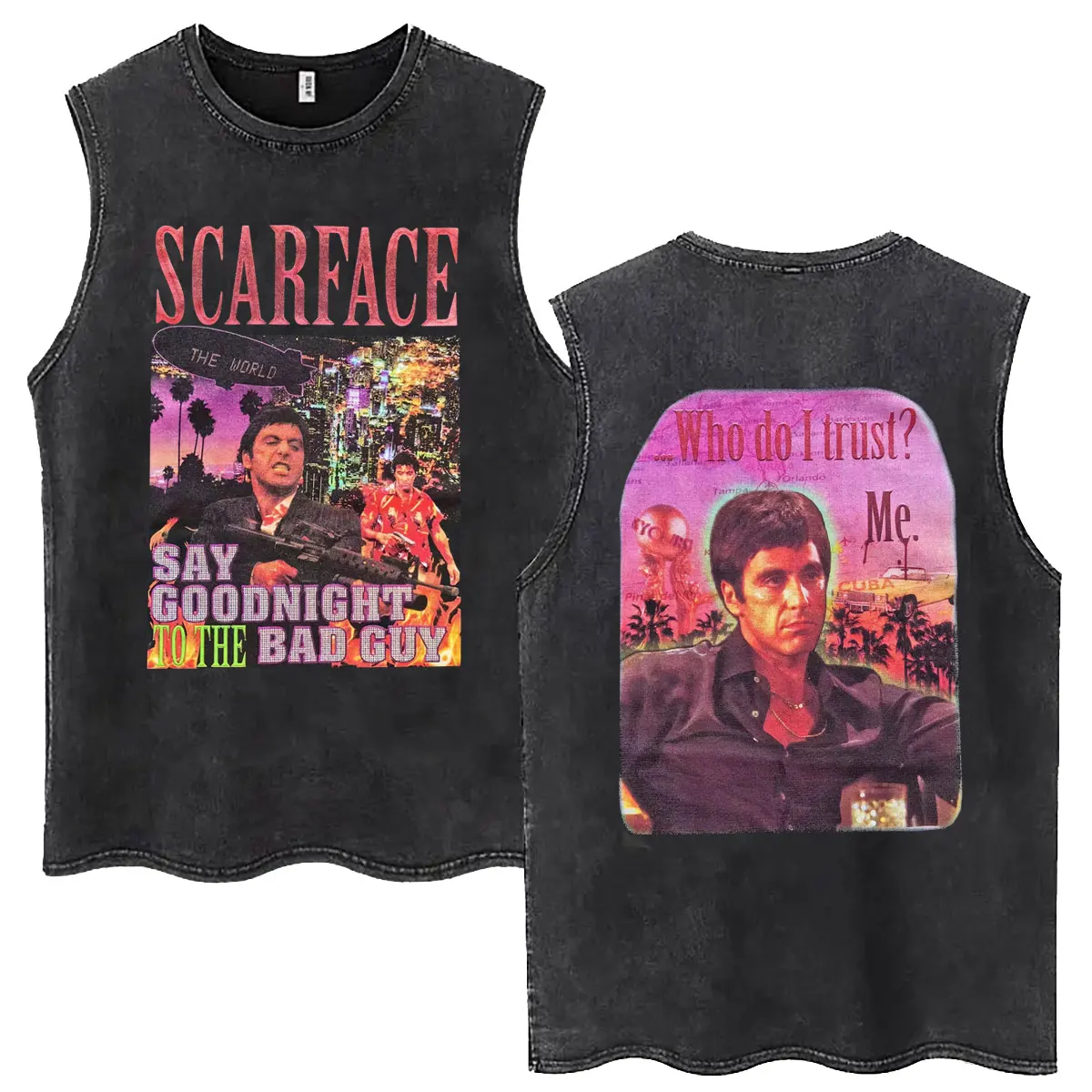 Classic Gangsters Movie Scarface Vintage Washed Tank Tops Tony Montana Al Pacino Sleeveless T-shirt Men Fashion Oversized Tshirt
Classic Gangsters Movie Scarface Vintage Washed Tank Tops Tony Montana Al Pacino Sleeveless T-shirt Men Fashion Oversized Tshirt