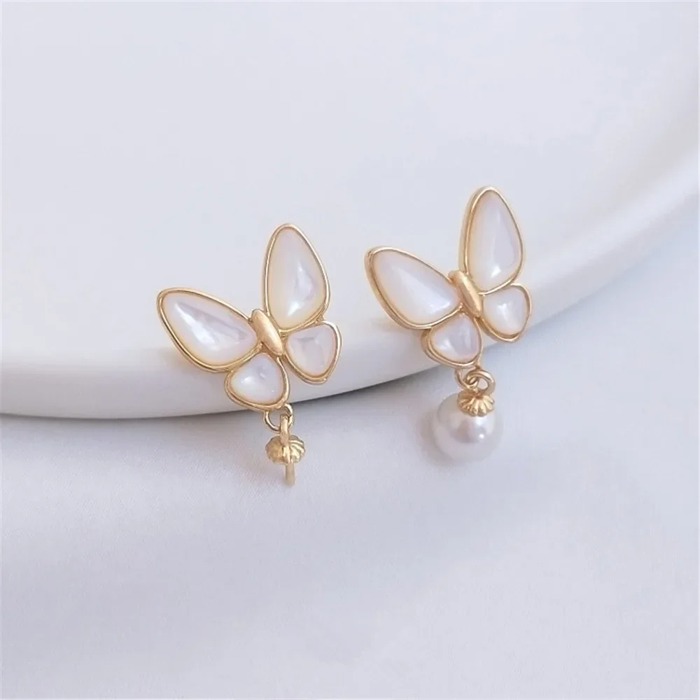 Natural sea color shell butterfly earring, sheep eye, pearl holder, 925 silver needle earring, 14K gold color DIY earring
Natural sea color shell butterfly earring, sheep eye, pearl holder, 925 silver needle earring, 14K gold color DIY earring