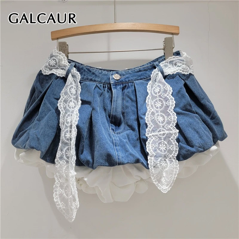 GALCAUR Colorblock Cowboy Spliced Lace Mini Skirts for Women High Waist Patchwork Button Temperament Skirt Female Clothing New
GALCAUR Colorblock Cowboy Spliced Lace Mini Skirts for Women High Waist Patchwork Button Temperament Skirt Female Clothing New