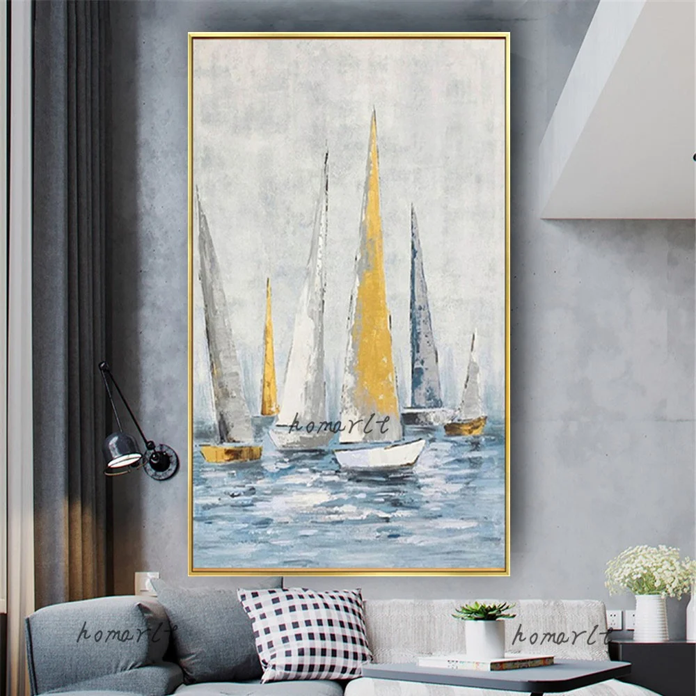 Real Hand-Painted Oil Painting On Canvas Grey Thick Texture Sailboat Ocean Landscape Wall Art Picture Decor Home Living Room
Real Hand-Painted Oil Painting On Canvas Grey Thick Texture Sailboat Ocean Landscape Wall Art Picture Decor Home Living Room
