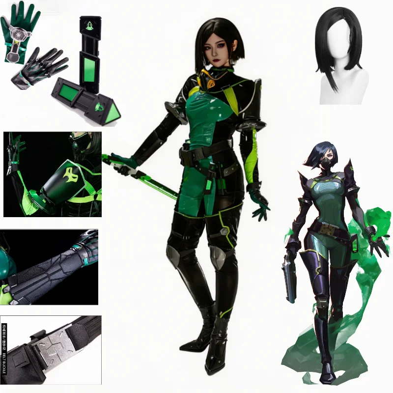 Viper Cosplay Costume Valorant Viper Green Tight Combat Suit Tactical Accessories Mask Wig Set Halloween Party Rolepaly Suits
Viper Cosplay Costume Valorant Viper Green Tight Combat Suit Tactical Accessories Mask Wig Set Halloween Party Rolepaly Suits