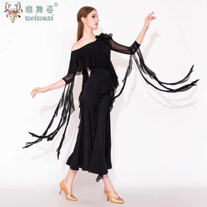 Ballroom Sleeve Ballroom Dance Competition Dress Crossover Shoulder Modern Dance Ruffled Black Red Waltz Foxtrot Contest Outfit
Ballroom Sleeve Ballroom Dance Competition Dress Crossover Shoulder Modern Dance Ruffled Black Red Waltz Foxtrot Contest Outfit