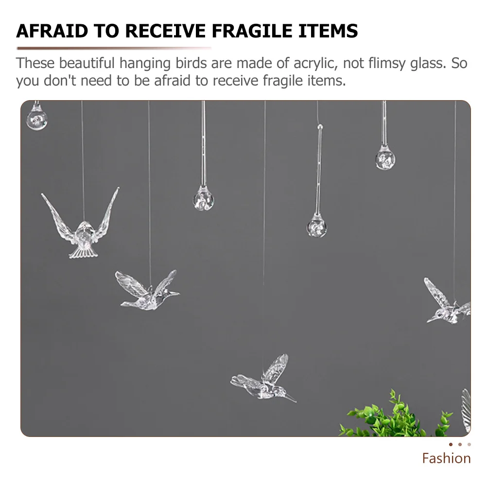 20Pcs Flying Hummingbirds Decor Small Lightweight Acrylic Birds for Home Wedding Garden Curtain Chandelier Hanging Decoration
20Pcs Flying Hummingbirds Decor Small Lightweight Acrylic Birds for Home Wedding Garden Curtain Chandelier Hanging Decoration