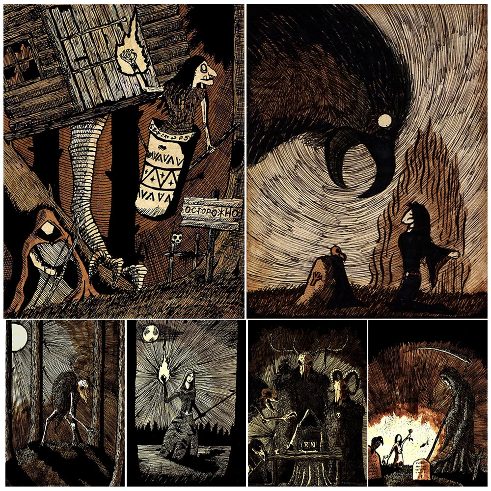 Baba Yaga Witch,Black Crow,Death,Devil,Vintage Wall Art Canvas Print Surreal Fantasy Witchcraft Art Poster Print Home Decoration
Baba Yaga Witch,Black Crow,Death,Devil,Vintage Wall Art Canvas Print Surreal Fantasy Witchcraft Art Poster Print Home Decoration