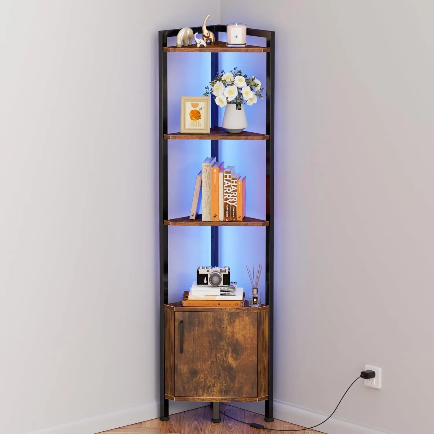 Corner Shelf,5-Tier Corner Cabinet with Storage and LED Light,Standing Display Bookshelf for Bedroom, Living Room, Kitchen
Corner Shelf,5-Tier Corner Cabinet with Storage and LED Light,Standing Display Bookshelf for Bedroom, Living Room, Kitchen