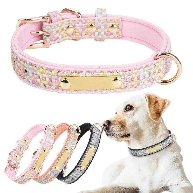 Personalized Luxury Plaid Tweed Dog Collar Custom Engraved Name Number Soft Padded Adjustable Collar for Small Medium Large Dogs
Personalized Luxury Plaid Tweed Dog Collar Custom Engraved Name Number Soft Padded Adjustable Collar for Small Medium Large Dogs