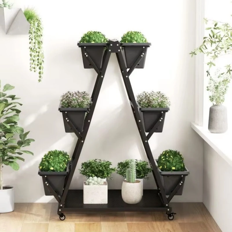 Three-story vertical garden flower pot with 6 flower pots metal frame
Three-story vertical garden flower pot with 6 flower pots metal frame