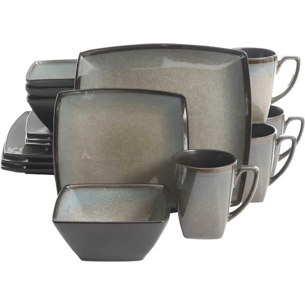 Gibson Elite Tequesta Square Reactive Glaze Stoneware Plates and Bowls Dishes Dinnerware Set, Service for 4 (16pcs), Taupe
Gibson Elite Tequesta Square Reactive Glaze Stoneware Plates and Bowls Dishes Dinnerware Set, Service for 4 (16pcs), Taupe