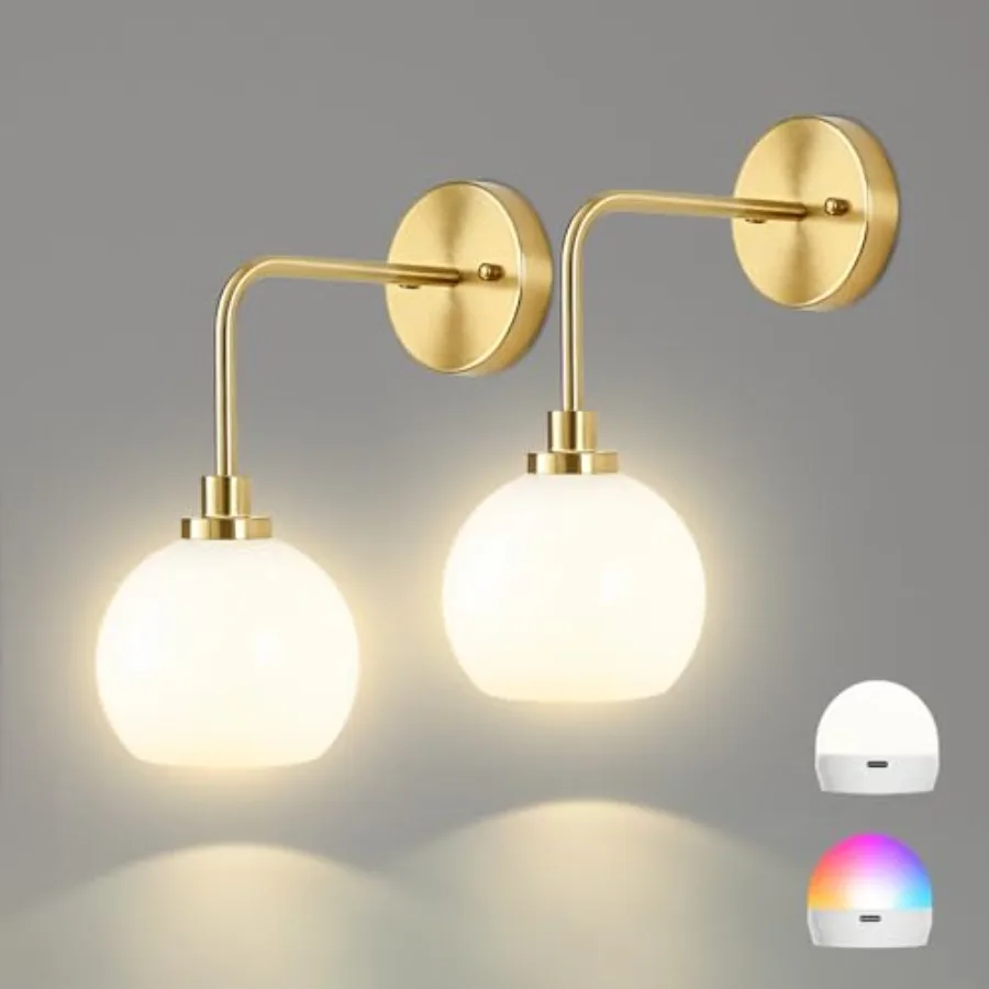 Battery Operated Wall Sconces Set of 2 Rechargeable Wireless Wall Lights with Milky White Shade 12 RGB and 3CCT Dimmable Wall L
Battery Operated Wall Sconces Set of 2 Rechargeable Wireless Wall Lights with Milky White Shade 12 RGB and 3CCT Dimmable Wall L
