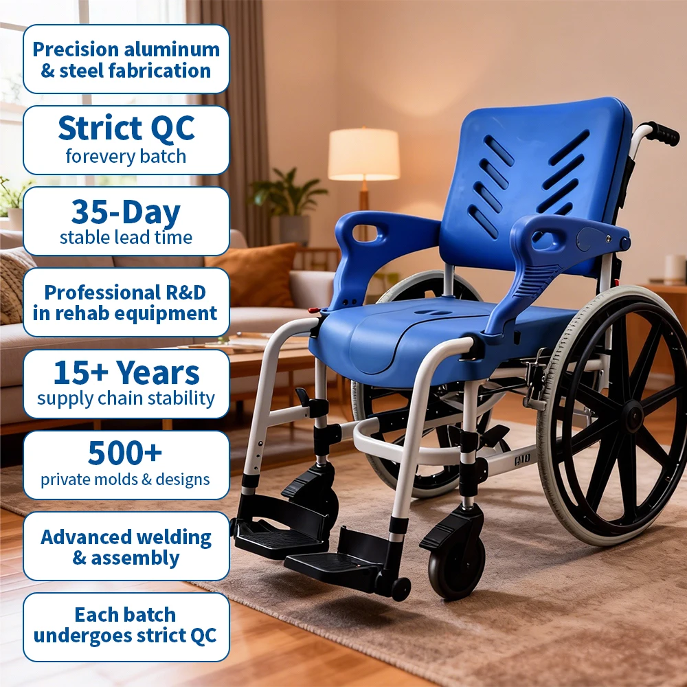 Foldable Commode Wheelchair for Home Care & Hospital Nursing, Lightweight Aluminum Rehab Wheelchair, Bulk Supply
Foldable Commode Wheelchair for Home Care & Hospital Nursing, Lightweight Aluminum Rehab Wheelchair, Bulk Supply
