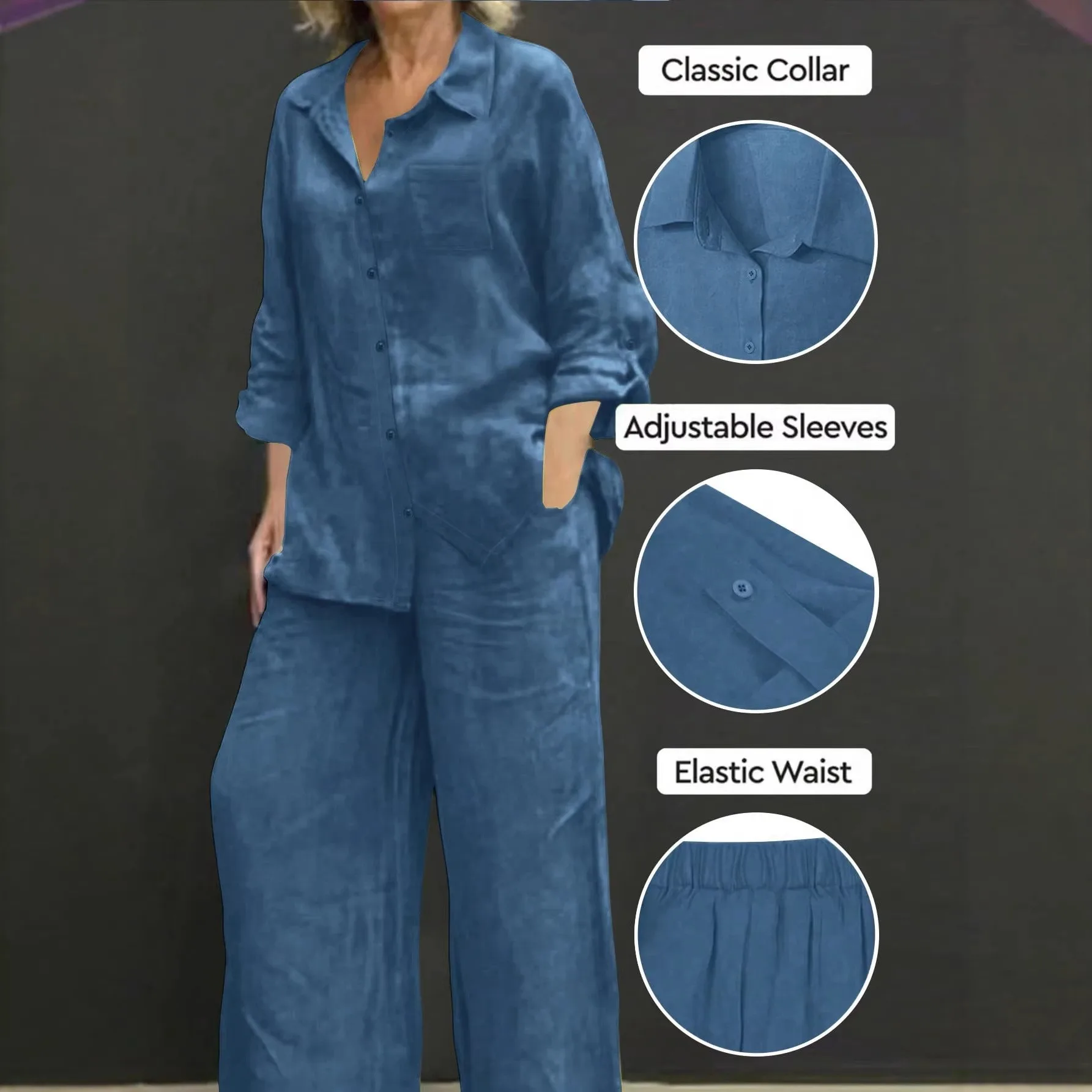 2026 Summer Women's Matching Sets Elegant Loose Fit Linen Tracksuit Long Sleeve Blouse Casual Shirt Wide Leg Pants 2 Piece Set
2026 Summer Women's Matching Sets Elegant Loose Fit Linen Tracksuit Long Sleeve Blouse Casual Shirt Wide Leg Pants 2 Piece Set