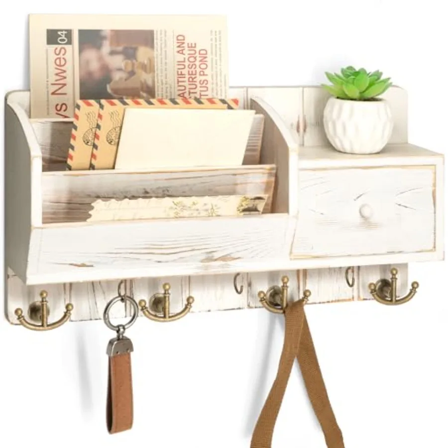 Key Holder Wall Mount with Mail Sorter - Farmhouse Mail and Key Organizer for Wall with Small Drawer Organizer - Ideal Farmhous
Key Holder Wall Mount with Mail Sorter - Farmhouse Mail and Key Organizer for Wall with Small Drawer Organizer - Ideal Farmhous