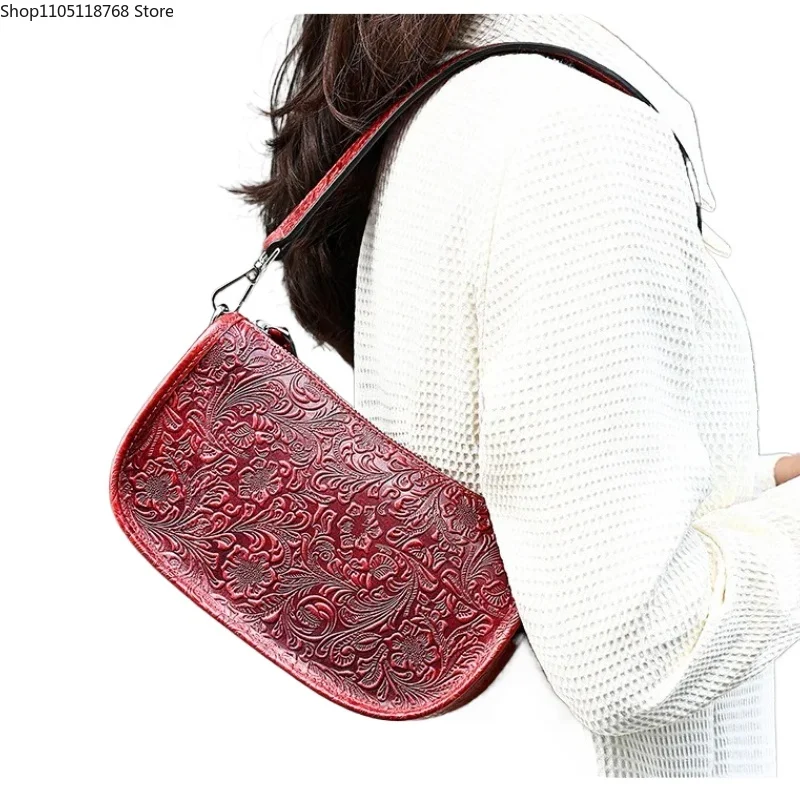 Женская сумка через плечо из натуральной кожи, винтажная мини-кошелек с тиснением под мышками, легкие универсальные регулируемые ремни 
Женская сумка через плечо из натуральной кожи, винтажная мини-кошелек с тиснением под мышками, легкие универсальные регулируемые ремни