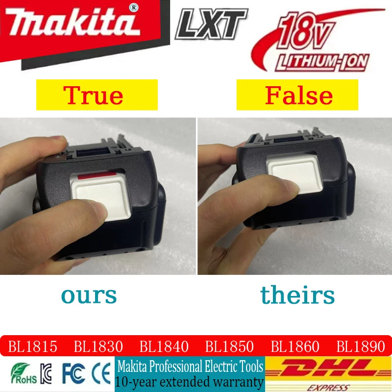 Original 18V Makita Battery 2Ah/3Ah/5Ah/6Ah Compatible Makita BHP452, BML184, BML185 TD140D, TW251D Series Replacement Battery
Original 18V Makita Battery 2Ah/3Ah/5Ah/6Ah Compatible Makita BHP452, BML184, BML185 TD140D, TW251D Series Replacement Battery