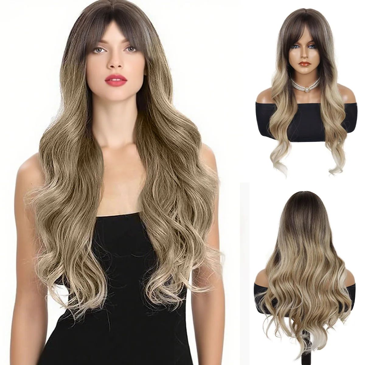 Synthetic Long Wavy Wigs for Women Natural Hairstyles Drag Queen Wig with Bangs Gradient Blonde Ombre Wigs Brown Hair Full Wig
Synthetic Long Wavy Wigs for Women Natural Hairstyles Drag Queen Wig with Bangs Gradient Blonde Ombre Wigs Brown Hair Full Wig