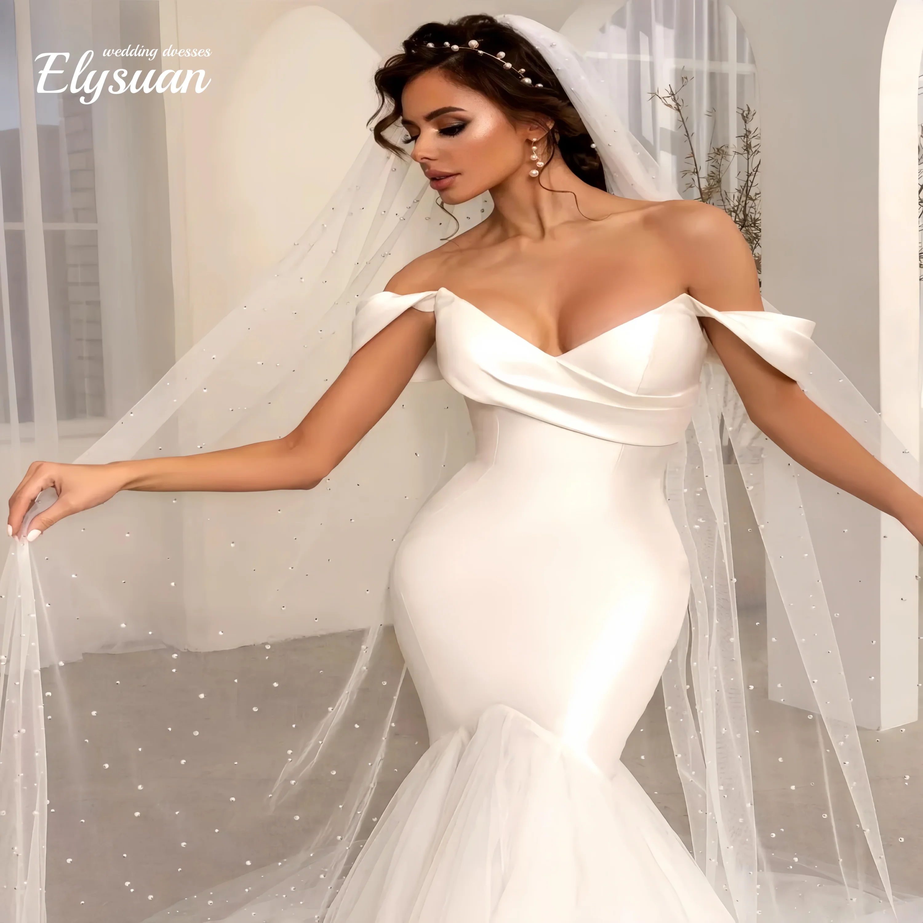 Customized Fashion Weddin Dresses Satin A-Line Sweetheart Beautiful Mermaid Off Shoulder Mopping Bride Gowns Sexy Backless Slee
Customized Fashion Weddin Dresses Satin A-Line Sweetheart Beautiful Mermaid Off Shoulder Mopping Bride Gowns Sexy Backless Slee