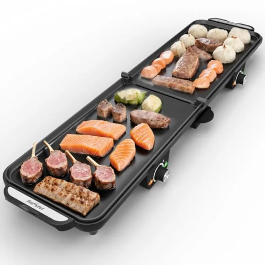 Large Electric Griddle 38'' x 9'', 1600W Indoor Grill with 2 Adjustable Temp Knobs, Even Heating, Nonstick Plate, Foldable Elec
Large Electric Griddle 38'' x 9'', 1600W Indoor Grill with 2 Adjustable Temp Knobs, Even Heating, Nonstick Plate, Foldable Elec