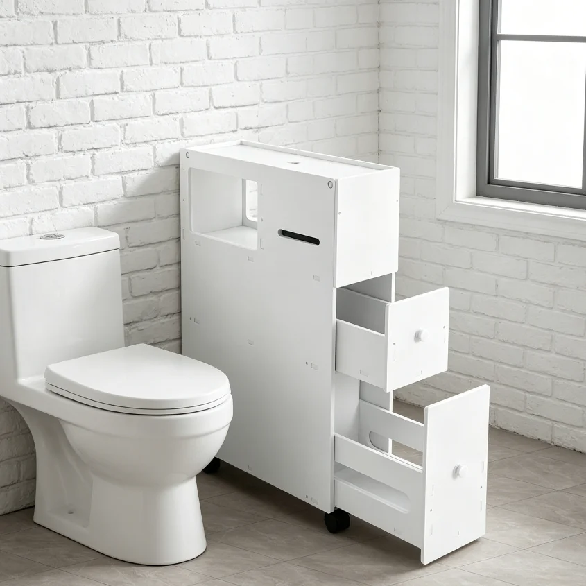 Bymaocar Bathroom Storage Cabinet Narrow Floor Storage Organizer PVC Material Eco Friendly Wear Resistant Anti Deformation 4 Wheels With Brake Silent Movable Lockable Multi Layer Drawer Top Flip Lid
Bymaocar Bathroom Storage Cabinet Narrow Floor Storage Organizer PVC Material Eco Friendly Wear Resistant Anti Deformation 4 Wheels With Brake Silent Movable Lockable Multi Layer Drawer Top Flip Lid