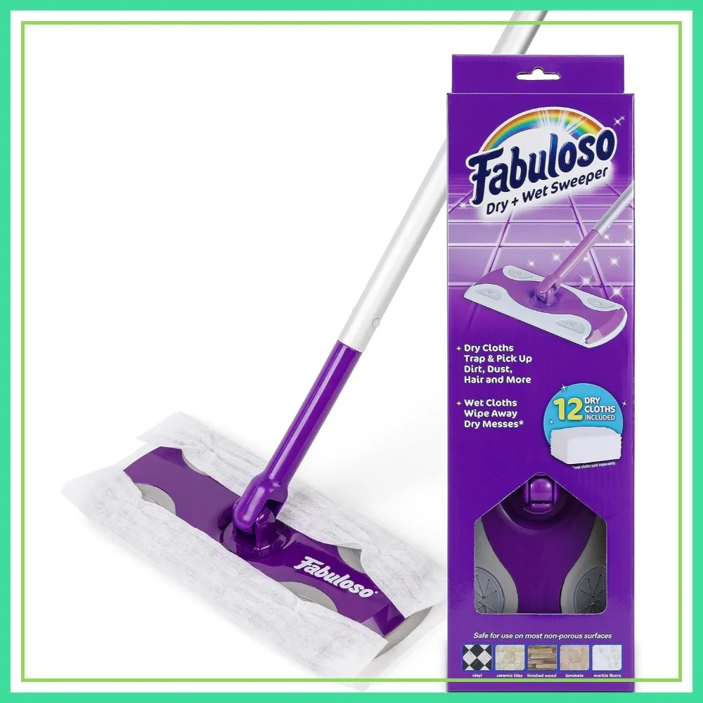 2-in-1 Dry Wet Floor Mop, Lightweight Aluminum Handle, Swivel Head, 12 Dry Pads Included
2-in-1 Dry Wet Floor Mop, Lightweight Aluminum Handle, Swivel Head, 12 Dry Pads Included