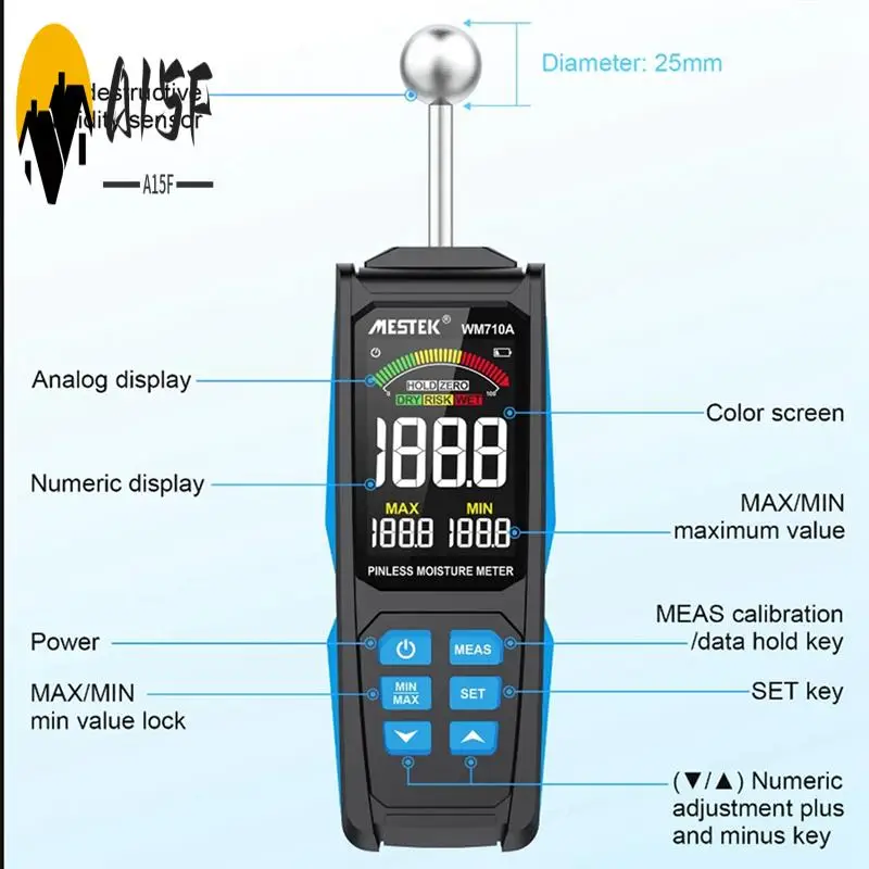 A15F-MESTEK Digital Wood Moisture Meter Wood Moisture Moisture Tester Non-Contact Moisture Tester
A15F-MESTEK Digital Wood Moisture Meter Wood Moisture Moisture Tester Non-Contact Moisture Tester