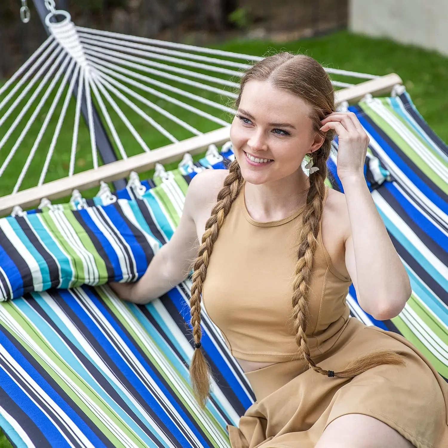 2 Person Hammocks for Trees, Lightweight Hammock for Outdoor, Patio, Garden, Backyard, Green Stripes
2 Person Hammocks for Trees, Lightweight Hammock for Outdoor, Patio, Garden, Backyard, Green Stripes