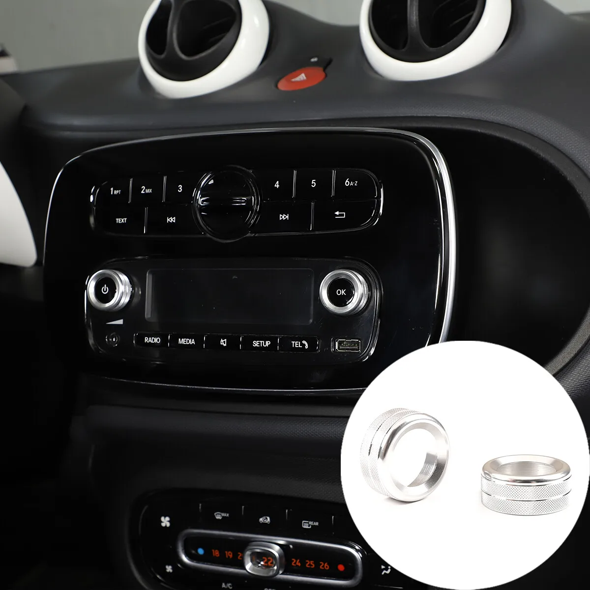Inner Volume Switch Knob Ring Cover For Mercedes Benz Smart 2016-2021 453 Fortwo Forfour Interior Accessories Aluminum Alloy
Inner Volume Switch Knob Ring Cover For Mercedes Benz Smart 2016-2021 453 Fortwo Forfour Interior Accessories Aluminum Alloy