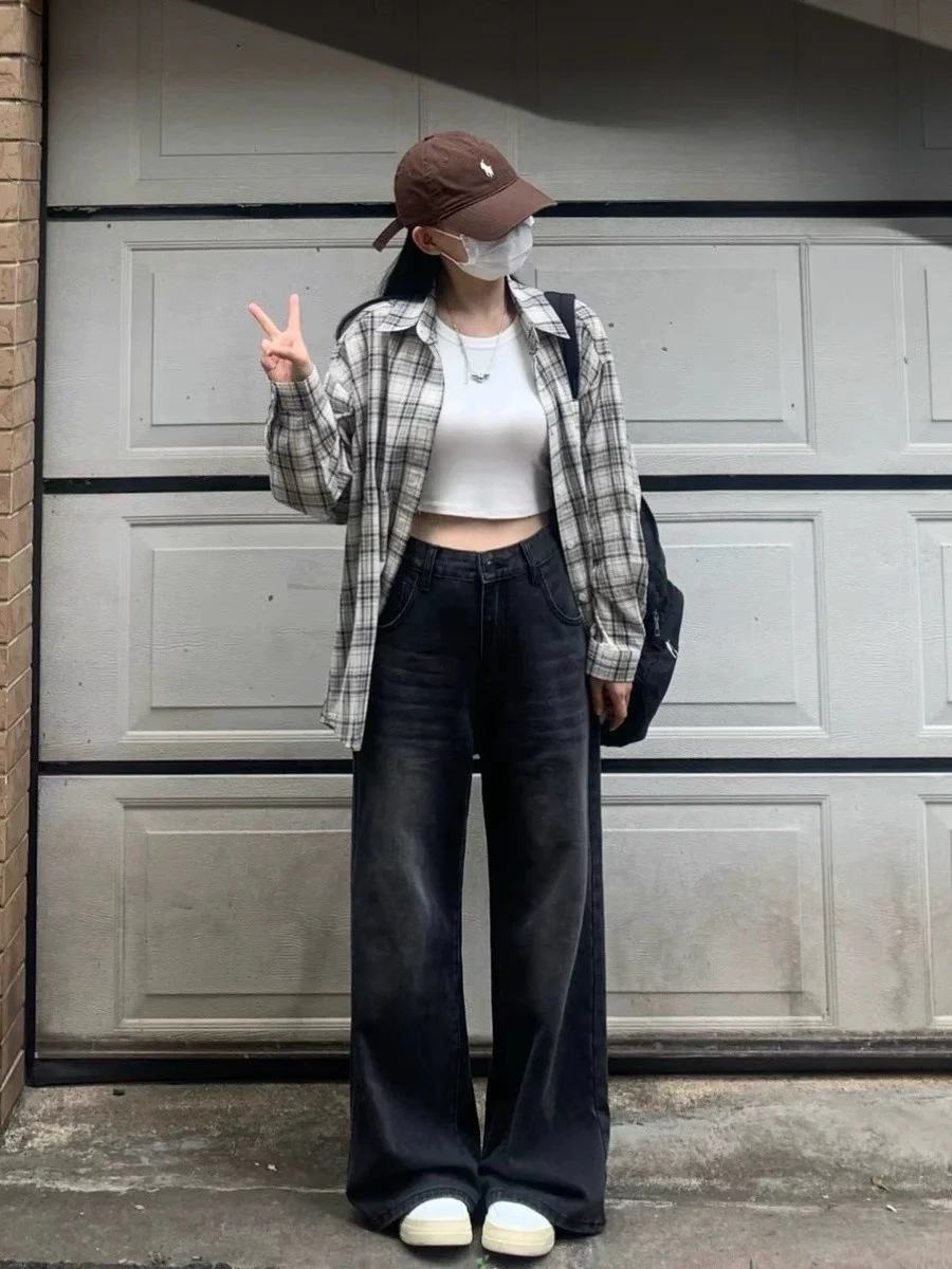 Retro High Waist Wide Leg Jeans Women's Loose Fit Straight Cut Denim Pants All Seasons Casual Slimming Long Trousers
Retro High Waist Wide Leg Jeans Women's Loose Fit Straight Cut Denim Pants All Seasons Casual Slimming Long Trousers