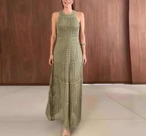 Summer Vacation Style Beach Side Hollow Out Sleeveless Loose Long Skirt for Women, Elegant and Casual High Waisted A-Line Dress
Summer Vacation Style Beach Side Hollow Out Sleeveless Loose Long Skirt for Women, Elegant and Casual High Waisted A-Line Dress