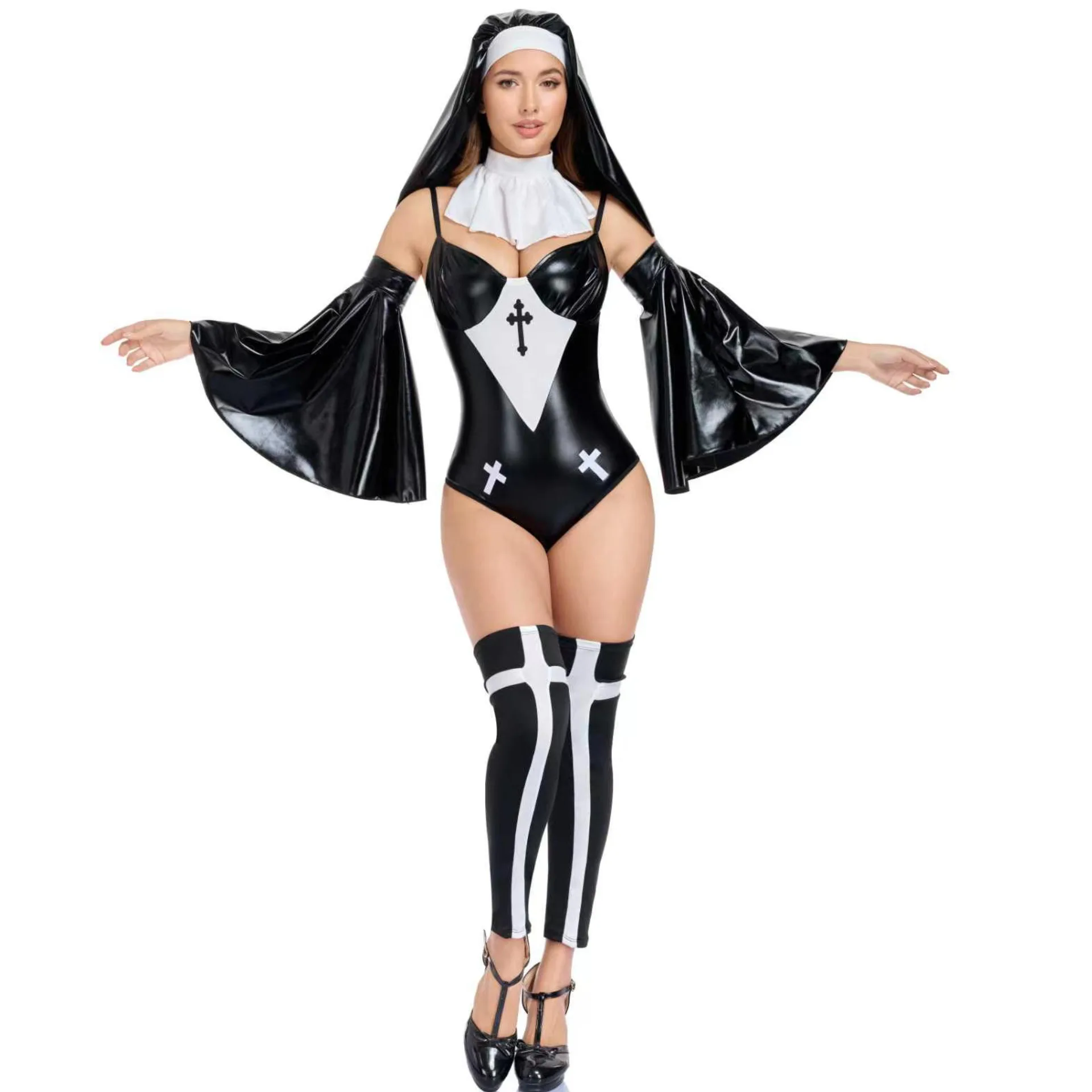 Dark Sexy Nun Cosplay Adult Masquerade Party Cross Nun Outfit Accessories Halloween Performance Clothing Stage Costume
Dark Sexy Nun Cosplay Adult Masquerade Party Cross Nun Outfit Accessories Halloween Performance Clothing Stage Costume