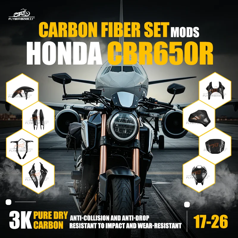 For 2017-2026 Honda Cb650R Carbon Fiber Fairing 2024 100% Real Dry Carbon Fiber Parts Winglets Cbr650R Carbon Fender Tank
For 2017-2026 Honda Cb650R Carbon Fiber Fairing 2024 100% Real Dry Carbon Fiber Parts Winglets Cbr650R Carbon Fender Tank