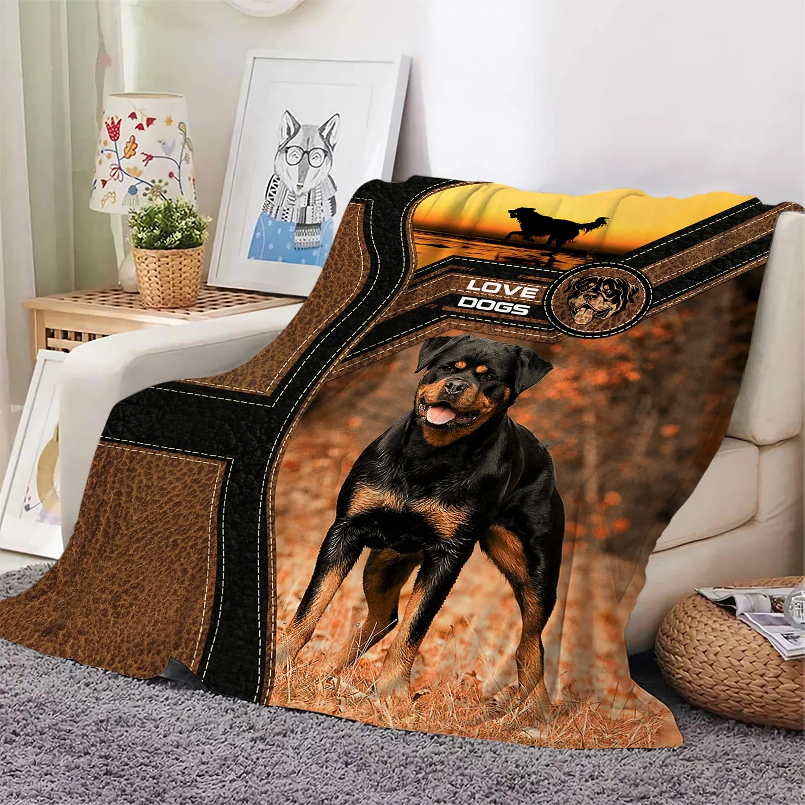 Love Dogs Flannel Blankets Rottweiler Leather Splicing 3D Printed Throw Blanket Office Nap Travel Portable Quilt Dropshipping
Love Dogs Flannel Blankets Rottweiler Leather Splicing 3D Printed Throw Blanket Office Nap Travel Portable Quilt Dropshipping