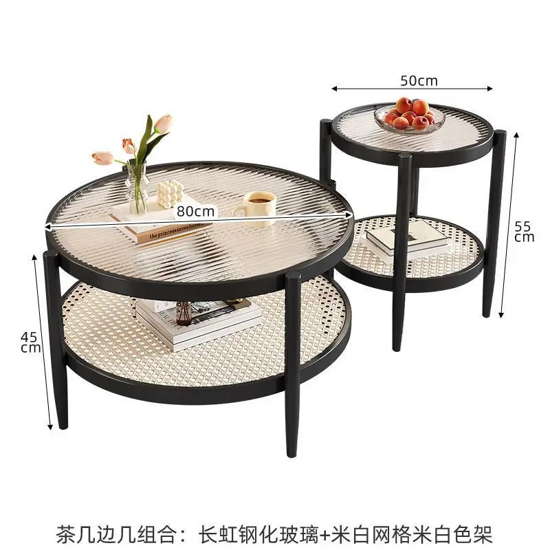 rattan coffee table small apartment round double-layer Changhong glass living room home
rattan coffee table small apartment round double-layer Changhong glass living room home