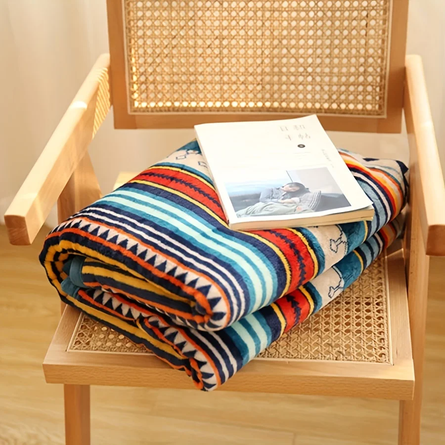 Nordic Stripe Fleece Blanket - Double Layer Thick Warm Boho Style for Sofa, Bed, Camping & Desk.
Nordic Stripe Fleece Blanket - Double Layer Thick Warm Boho Style for Sofa, Bed, Camping & Desk.