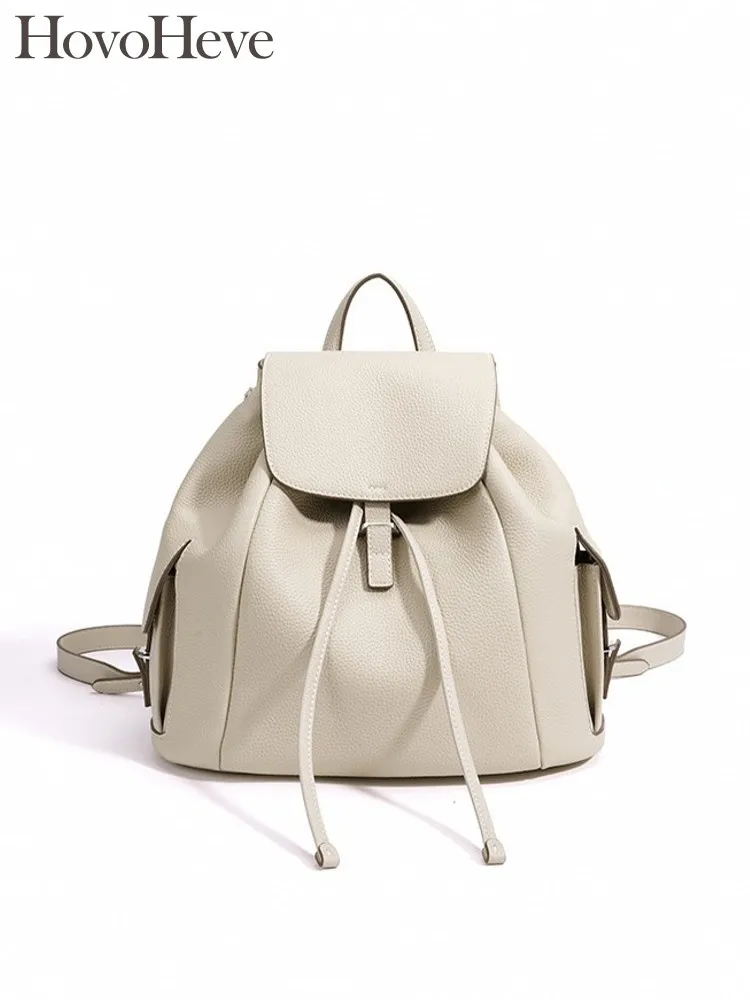 Casual Lady Fashion Backpack Double Pocket Genuine Leather Small Bag Solid Color Vintage Drawstring Flap Pocket Female Backpacks
Casual Lady Fashion Backpack Double Pocket Genuine Leather Small Bag Solid Color Vintage Drawstring Flap Pocket Female Backpacks