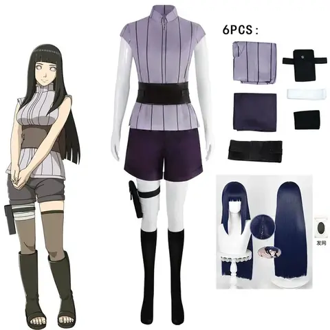 Hyuga Hinata Cosplay Costume Wig Women Outfits Halloween Carnival Party Suit Hyuuga Ninja Cosplayer Purple Long Cute Wig