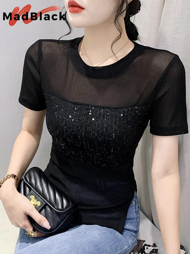 MadBlack Summer European Clothes O Necks Tshirts Female Sexy Shiny Sequin Mesh Slim Tops Short Sleeves Tees 2023 New T35238C
MadBlack Summer European Clothes O Necks Tshirts Female Sexy Shiny Sequin Mesh Slim Tops Short Sleeves Tees 2023 New T35238C