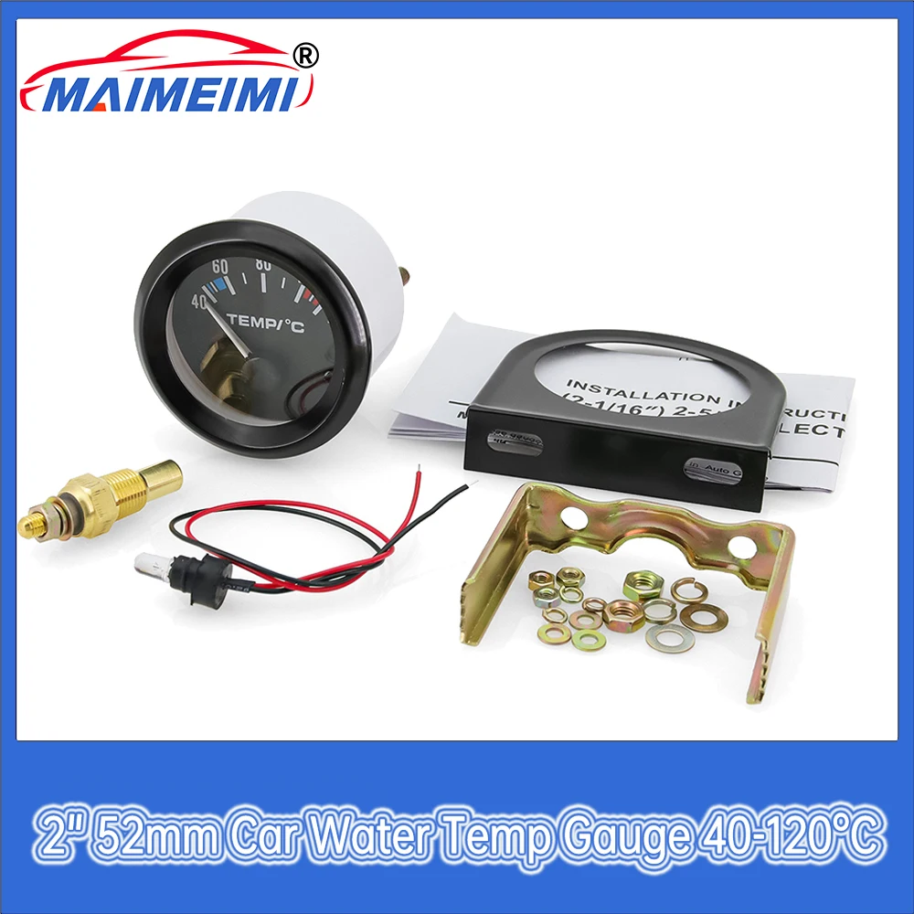 12V Auto Instrument Black Bezel 52mm Temperature Meter 40~120 Celsius Water Temp Gauge with Sensor 1/8NPT
12V Auto Instrument Black Bezel 52mm Temperature Meter 40~120 Celsius Water Temp Gauge with Sensor 1/8NPT