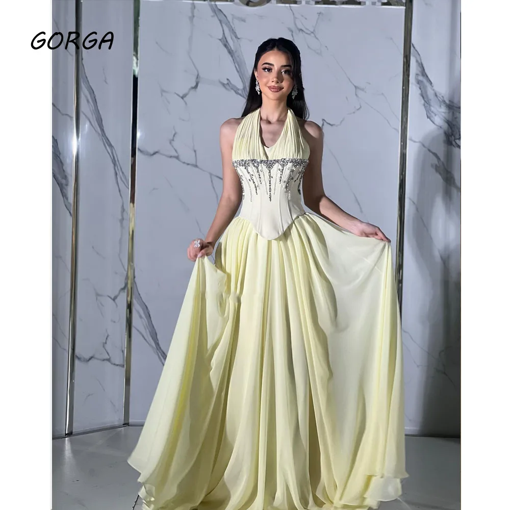 GORGA Customized Baby Yellow Chiffon Evening Dress Beading Halter Prom Dress 2025 Long A-Line Birthday Formal Party Dress
GORGA Customized Baby Yellow Chiffon Evening Dress Beading Halter Prom Dress 2025 Long A-Line Birthday Formal Party Dress