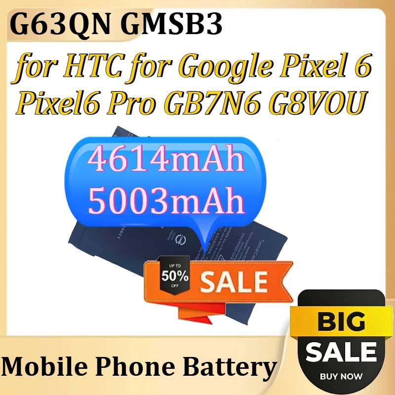 Аккумулятор G63QN GMSB3 для HTC Google Pixel 6 Pixel 6 Pro GB7N6 G8VOU + Инструменты, аккумулятор для мобильного телефона 4614 мАч 5003 мАч
Аккумулятор G63QN GMSB3 для HTC Google Pixel 6 Pixel 6 Pro GB7N6 G8VOU + Инструменты, аккумулятор для мобильного телефона 4614 мАч 5003 мАч