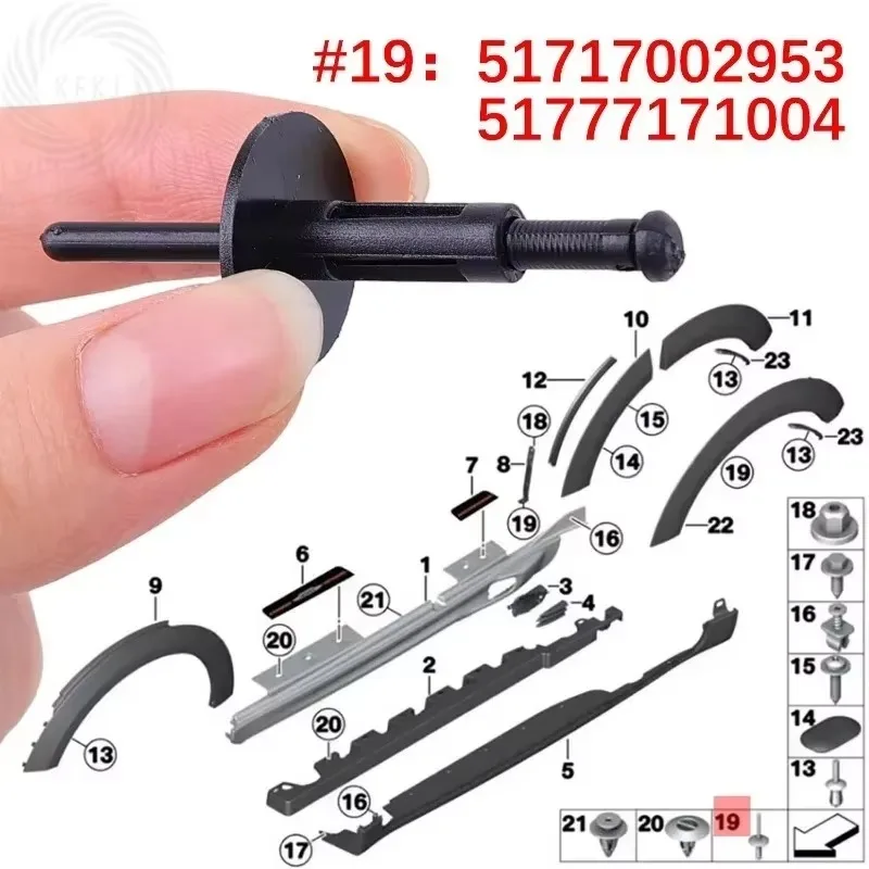 Plastic Blind Rivets Wheel Arches Sill Bumper Trim Clips Fit Fenders Side Skirts for BMW 20/40/60X X1 E84 F48 F49 X3 E83 X5 E53
Plastic Blind Rivets Wheel Arches Sill Bumper Trim Clips Fit Fenders Side Skirts for BMW 20/40/60X X1 E84 F48 F49 X3 E83 X5 E53