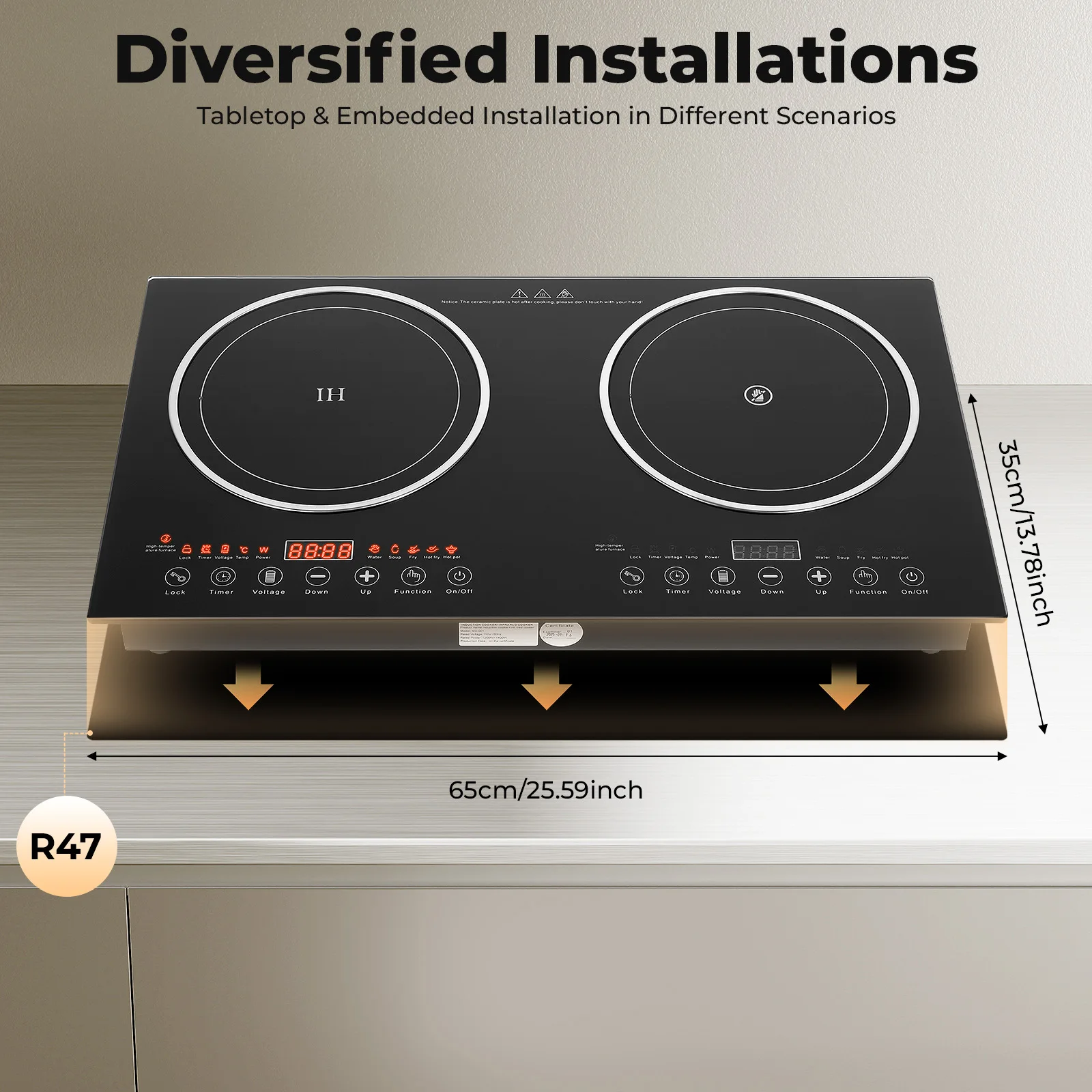 Dual Burner Induction Cooker – 1200W+1200W,Touch Control, Fast Heat Dissipation for Efficient Cooking.Multiple cooking functions
Dual Burner Induction Cooker – 1200W+1200W,Touch Control, Fast Heat Dissipation for Efficient Cooking.Multiple cooking functions