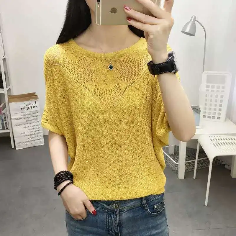 Fashion Solid Color Hollow Out Batwing Sleeve T-Shirt Women's Clothing 2023 Spring New Oversized Casual Tops Korean Tee Shirt
Fashion Solid Color Hollow Out Batwing Sleeve T-Shirt Women's Clothing 2023 Spring New Oversized Casual Tops Korean Tee Shirt