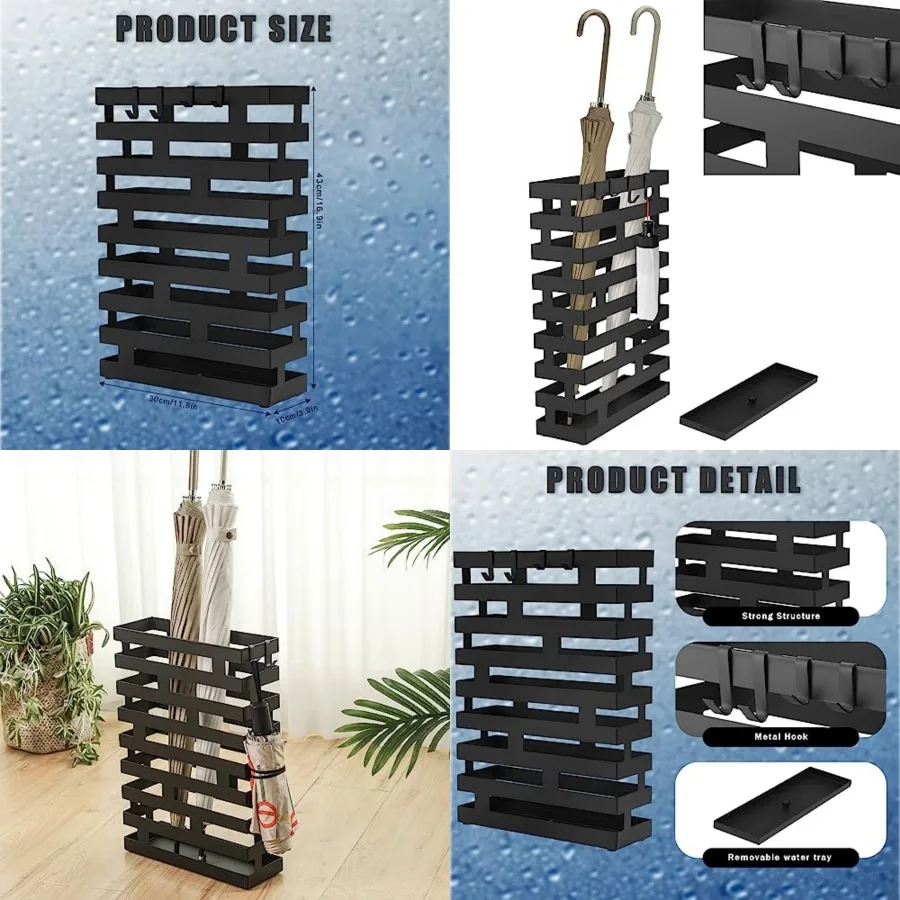 Umbrella Stands for Entryway Large Metal Umbrella Holder with Removable Water Tray and Hooks Decor Freestanding Rectangular Hol
Umbrella Stands for Entryway Large Metal Umbrella Holder with Removable Water Tray and Hooks Decor Freestanding Rectangular Hol