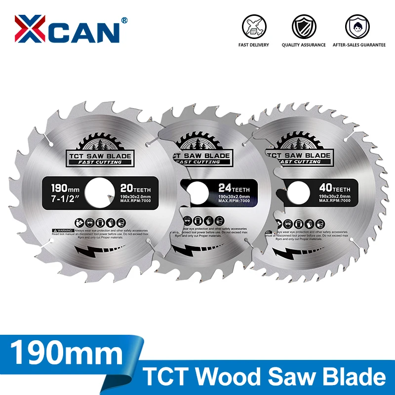 XCAN 1pc 190mm Circular Saw Blade 20/24/40T TCT Wood Cutting Disc Carbide Tipped Woodworking Saw Blade Cutting Tools
XCAN 1pc 190mm Circular Saw Blade 20/24/40T TCT Wood Cutting Disc Carbide Tipped Woodworking Saw Blade Cutting Tools